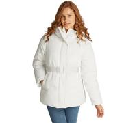 Calvin Klein Women’s Short Puffer Jacket with Logo Belt, Off-White (Ivory), XS