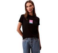 Calvin Klein Women’s Short Sleeve Classic Boxed Monogram T-Shirt with Logo, Black (Black), S