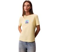 Calvin Klein Women’s Short Sleeve Classic Boxed Monogram T-Shirt with Logo, Yellow (Chartreuse Melon), L
