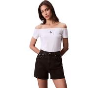 Calvin Klein Women’s Short Sleeve Off Shoulder T-Shirts, White (Brilliant White), L