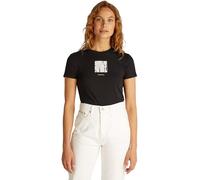 Calvin Klein Women’s Short Sleeve Round Neck Front Photo Graphic Baby Tee, Black (Ck Black), M