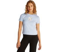 Calvin Klein Women’s Short Sleeve Round Neck Front Photo Graphic Baby Tee, Blue (Niagara Mist), XL