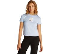 Calvin Klein Women’s Short Sleeve Round Neck Front Photo Graphic Baby Tee, Blue (Niagara Mist), XS