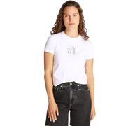 Calvin Klein Women’s Short Sleeve Round Neck Front Photo Graphic Baby Tee, White (Brilliant White), M