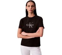 Calvin Klein Women’s Short Sleeve Round Neck Hero Classic Monologo T-Shirt, Black (Black), XL