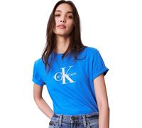 Calvin Klein Women’s Short Sleeve Round Neck Hero Classic Monologo T-Shirt, Blue (Cobalt Blue), M