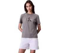 Calvin Klein Women’s Short Sleeve Round Neck Hero Classic Monologo T-Shirt, Grey (B30 Grey Heather), L