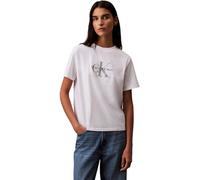 Calvin Klein Women’s Short Sleeve Round Neck Hero Classic Monologo T-Shirt, White (Brilliant White), L