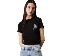Calvin Klein Women’s Short Sleeve Round Neck Script Institutional Baby Tee, Black (Ck Black), XS