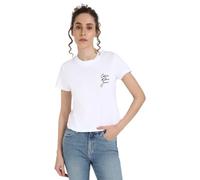 Calvin Klein Women’s Short Sleeve Round Neck Script Institutional Baby Tee, White (Bright White), 3XL