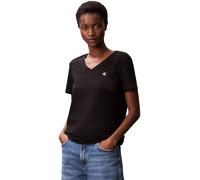 Calvin Klein Women’s Short Sleeve V-Neck Archive Jersey T-Shirt, Black (Black), L