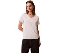 Calvin Klein Women’s Short Sleeve V-Neck Archive Jersey T-Shirt, Off-White (Ba01 Grey Heather), L