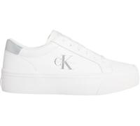 Calvin Klein Women’s Silver Logo Tag Vulcanised Trainers, White (Bright White/Silver), 5