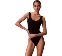 Calvin Klein Women’s Swimsuit Scoop Back One Piece Backless, Black (20242 Icon Cotton Emblem W Black), S