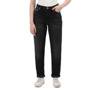 Calvin Klein Women’s Tapered Fit Mom Jeans, Black (Denim Black), 27W/30L