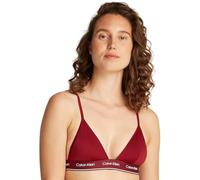 Calvin Klein Women’s Triangle Bikini Top with Logo Band, Red (Plum Glaze), L