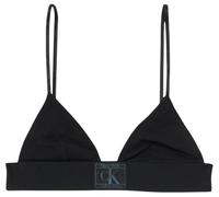 Calvin Klein Women’s Unlined Triangle Stretch Bralette, Black (Black W/Blue Performance Logo), XL
