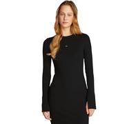 Calvin Klein Women’s Woven Label Short Ribbed Dress with Long Sleeves, Black (Ck Black), XL
