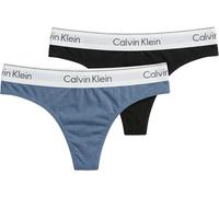 Calvin Klein Women THONG 2PK MULTI (Black/Blue Tulip) XS