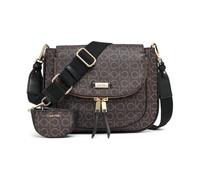 Calvin Klein Women Zulle Organizational Messenger with Zülle Flap, Brown/Khaki/Black, One Size