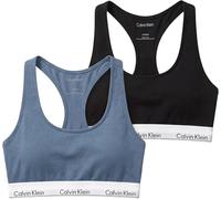 Calvin Klein Women's Bralette 2Pk LV00QF8494 Bralette, Multi (Black/Blue Tulip), L