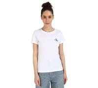 Calvin Klein Women's 2 Pack Monologo Slim Short Sleeve Round Neck T-Shirts, Multicolor (L reen/Bright White), S