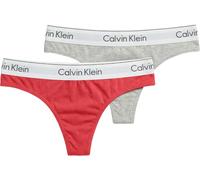 Calvin Klein Women's 2 Pack Thongs with Logo Waistband, Multicolor (Punch Pink/Grey Heather), S