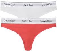 Calvin Klein Women's 2 Pack Thongs with Logo Waistband, Multicolor (White/Cradle Pink), 3XL