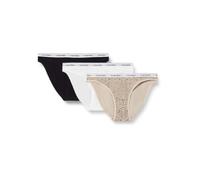 Calvin Klein Women's 3 Pack Bikini Briefs with Logo Waistband, Multicolor (Black/Classic White/Animal Mirror), M