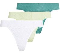 Calvin Klein Women's 3 Pack Low Rise Bikini Briefs with Lace, Multicolor (White/Highline Green/Lively Teal), S