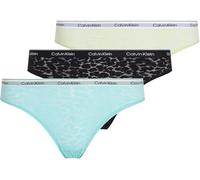 Calvin Klein Women's 3 Pack Low Rise Brazilian Briefs Underwear, Multicolor (Black/Highline Green/Beau Blue/), XXL