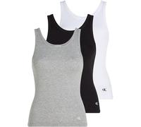 Calvin Klein Women's 3 Pack Scoop Neck Cotton Tank Tops, Multicolor (Black/White/Grey Heather), L