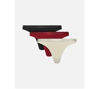 Calvin Klein Women's 3-Pack Shiny Logo Thongs, Black/Cocoon/Syrah - Tan