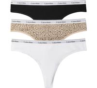 Calvin Klein Women's 3 Pack Thongs Brazilian with Logo Waistband, Multicolor (Black/Classic White/Animal Mirror), XXL