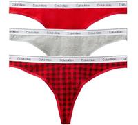 Calvin Klein Women's 3 Pack Thongs Underwear, Multicolor (Blotched Plaid+Adrenaline Rush/Blac), XL