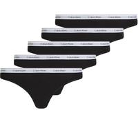 Calvin Klein Women's 5 Pack Low Rise Stretch Cotton Thongs, Multicolor (Black/Black/Black/Black/Black), M