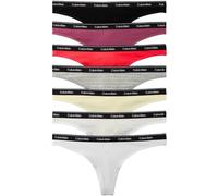 Calvin Klein Women's 7 Pack Thongs with Logo Waistband, Multicolor (Blck/Prsrbt/Icnlgstrp Gryhthr/Snwht), M
