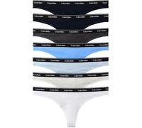 Calvin Klein Women's 7 Pack Thongs with Logo Waistband, Multicolor (Shrln/Shrln/Sngstrs Brzybl/Snwhthr/), XS