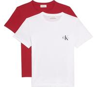 Calvin Klein Women's A- Logo CN 2 Pack Tee LV047C905G Tees, RED (Adrenaline Rush/Brilliant White), S