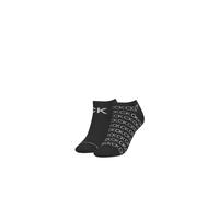 Calvin Klein Women's All Over Logo Sneaker Socks (Pack of 2), black, One Size
