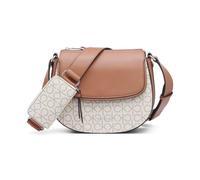 Calvin Klein Women's Bella Novelty Crossbody, Vanilla/Khaki/Caramel Linear, One Size