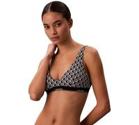 Calvin Klein Women's Bikini Top Bralette with Boat Neckline, Black (20242 Icon Cotton Emblem W Black), S