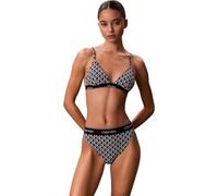 Calvin Klein Women's Bikini Top Triangle with Adjustable Straps, Black (20242 Icon Cotton Emblem+Black), L