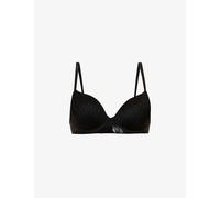 Calvin Klein Womens Black Sheer Marquisette Floral-embroidered Stretch-lace Bra 32c
