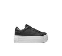 Calvin Klein Women's Bold Leather Platform Trainers, Black (Black/Bright White), 5