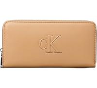 Calvin Klein Women's Bold Long Zip Around Purse with Logo, Brown (Tannin), One Size