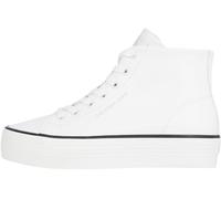 Calvin Klein Women's Bold Vulc Flatf Mid LTH in Yw0Yw01634 Sneakers, White (Bright White/Black), 6.5 UK