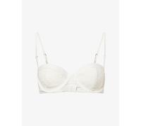 Calvin Klein Womens Calvin Klein Bridal Underwired Floral-Lace Balconette Bra Antique White 32C
