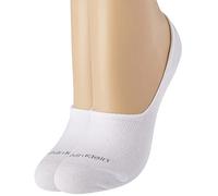 Calvin Klein womens Calvin Klein Cotton Logo Women's No Show Socks 2 pack Footie, White, 39/42