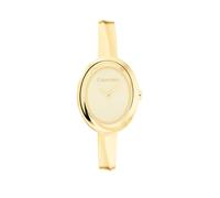 Calvin Klein Two Hand Quartz Movement Watch for Women Twisted Bezel Collection with Gold Colored Stainless Steel Bangle Bracelet - 25100056